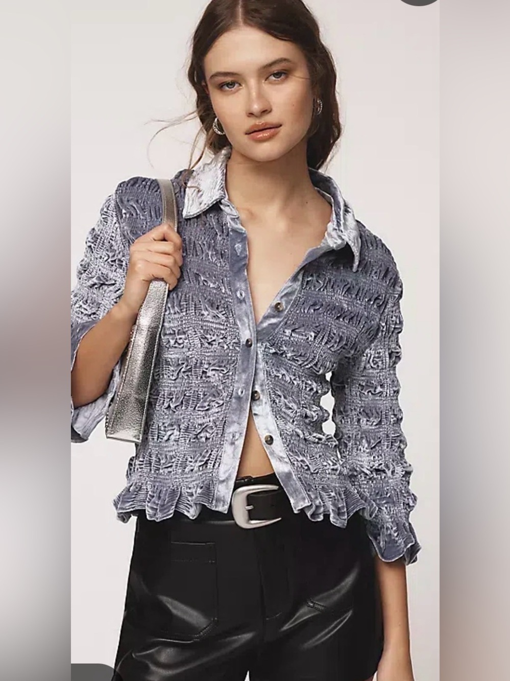 Maeve by Anthropologie shirred  velvet top